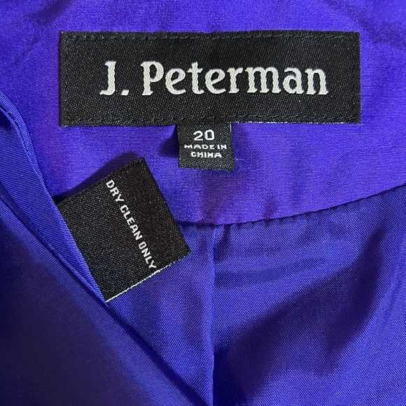 J PETERMAN Co Size 20 Dupioni Silk Fit-n-Flair Shirt-Dress Blue Purple $359 NEW